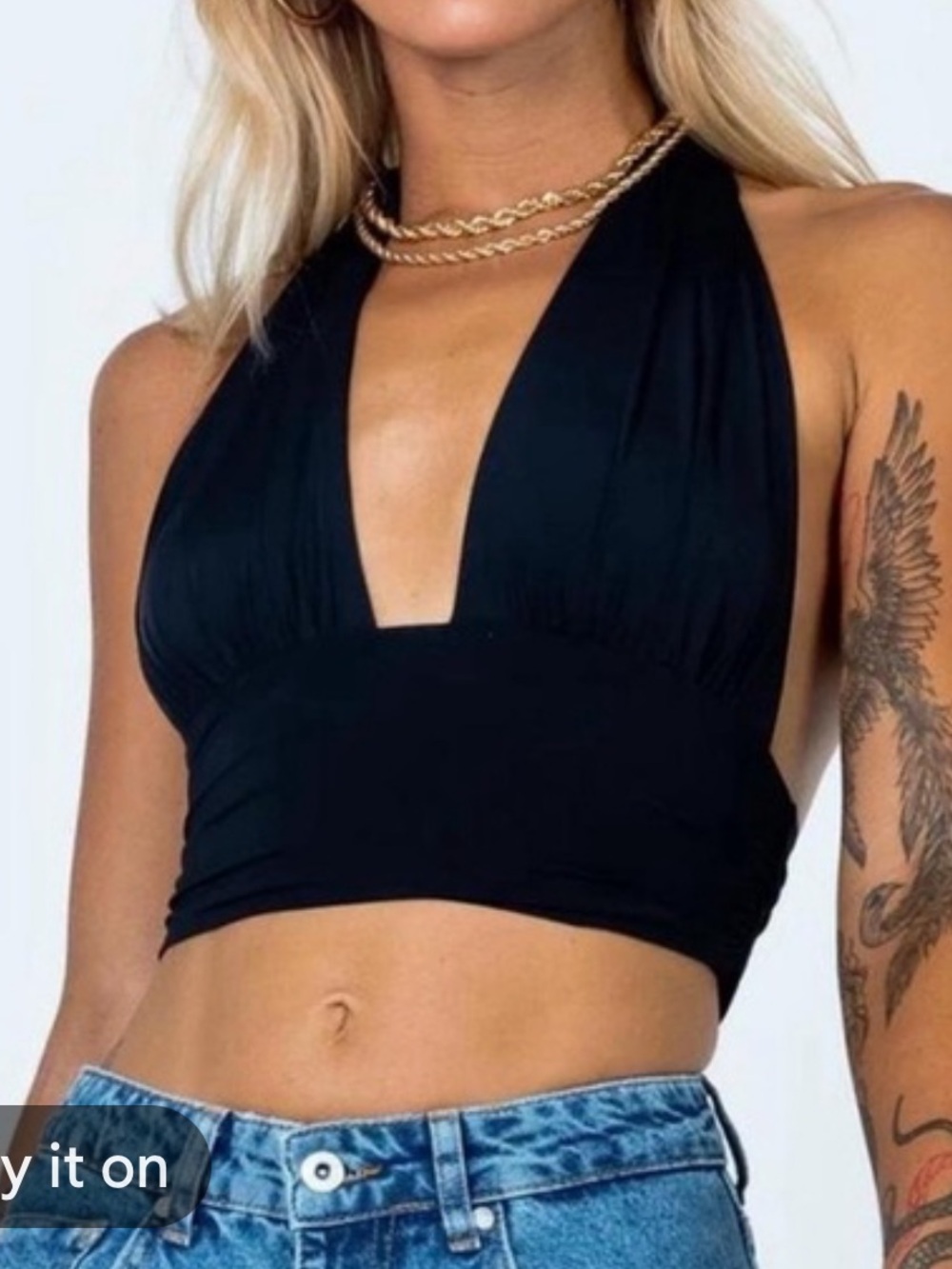 Princess Polly Black Halter Crop Top Size 6